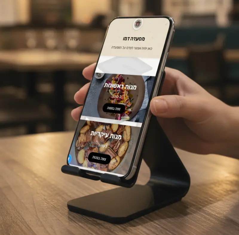 תפריט דיגיטלי למסעדה - דוגמה