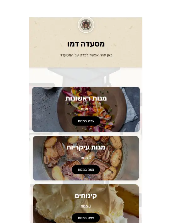 סוגי תצוגה שונים לתפריט